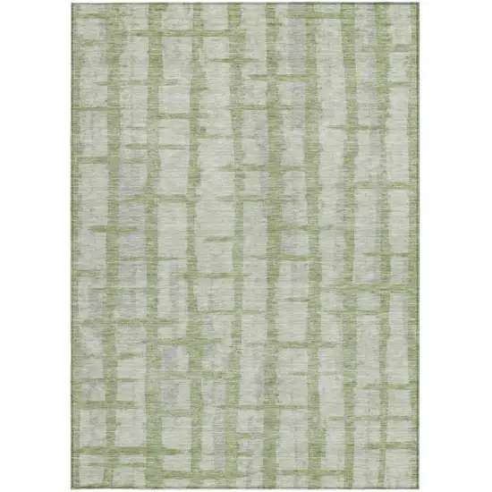 Artichoke Green And Gray Striped Washable Indoor Outdoor Area Rug Photo 7