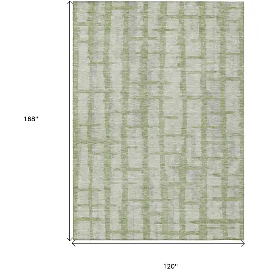 Artichoke Green And Gray Striped Washable Indoor Outdoor Area Rug Photo 3