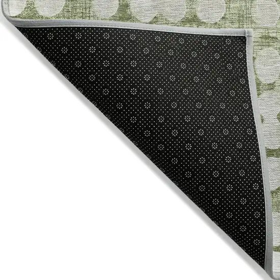 Artichoke Green And Ivory Abstract Washable Indoor Outdoor Area Rug Photo 4