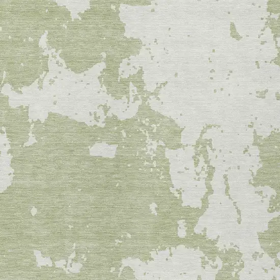 Artichoke Green And Ivory Abstract Washable Indoor Outdoor Area Rug Photo 6