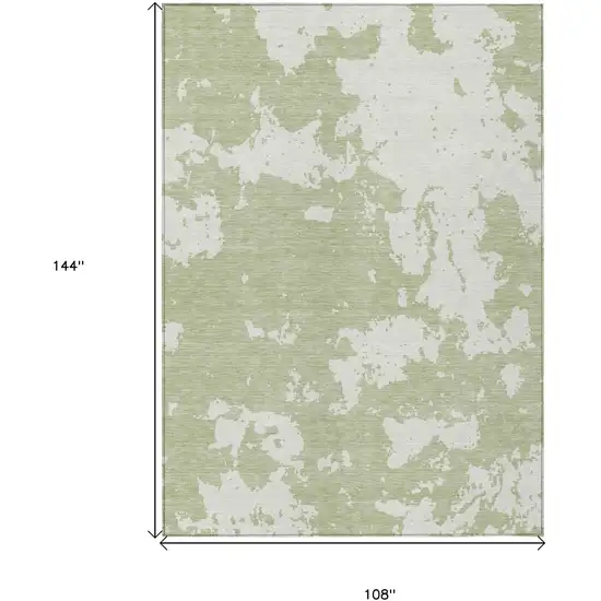 Artichoke Green And Ivory Abstract Washable Indoor Outdoor Area Rug Photo 3