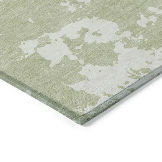 Artichoke Green And Ivory Abstract Washable Indoor Outdoor Area Rug Photo 5