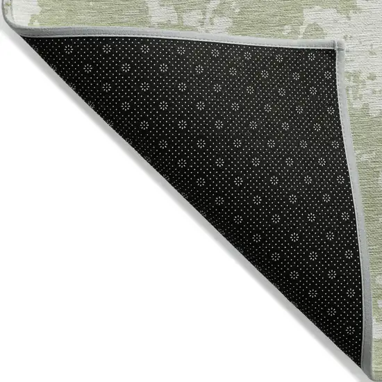Artichoke Green And Ivory Abstract Washable Indoor Outdoor Area Rug Photo 4