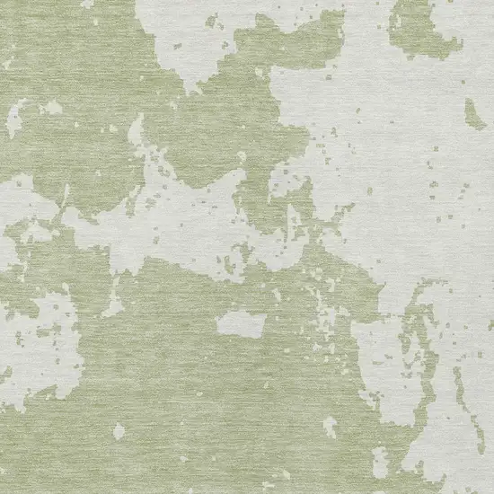 Artichoke Green And Ivory Abstract Washable Indoor Outdoor Area Rug Photo 6