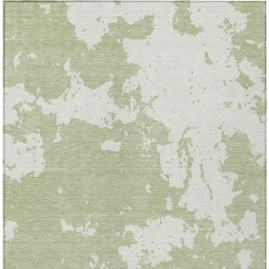 Artichoke Green And Ivory Abstract Washable Indoor Outdoor Area Rug Photo 7