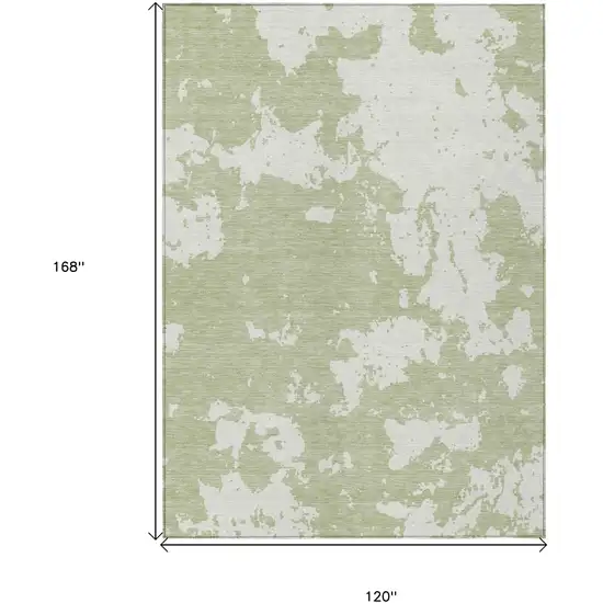 Artichoke Green And Ivory Abstract Washable Indoor Outdoor Area Rug Photo 3