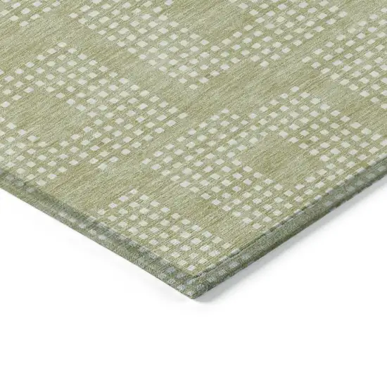 Artichoke Green And Ivory Geometric Washable Indoor Outdoor Area Rug Photo 5