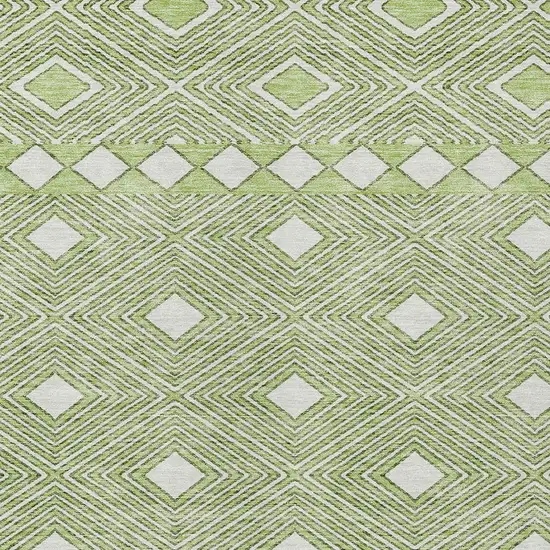 Artichoke Green And Ivory Geometric Washable Indoor Outdoor Area Rug Photo 6