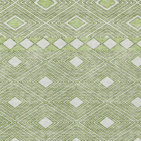 Artichoke Green And Ivory Geometric Washable Indoor Outdoor Area Rug Photo 6