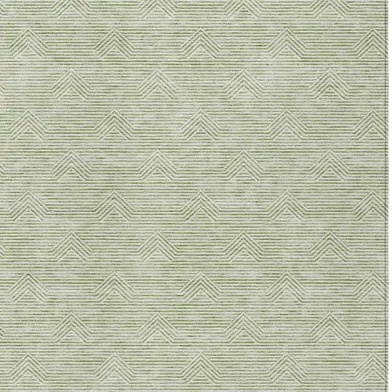 Artichoke Green And Ivory Geometric Washable Indoor Outdoor Area Rug Photo 6