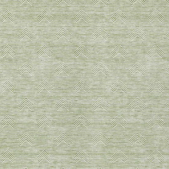 Artichoke Green And Ivory Geometric Washable Indoor Outdoor Area Rug Photo 6
