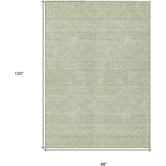 Artichoke Green And Ivory Geometric Washable Indoor Outdoor Area Rug Photo 3