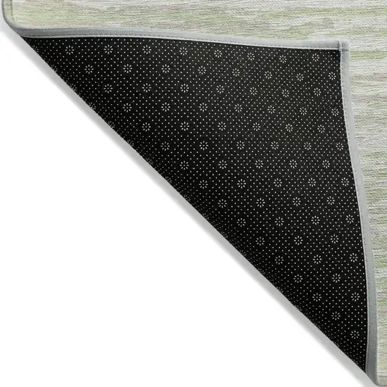 Artichoke Green And Ivory Striped Washable Indoor Outdoor Area Rug Photo 4
