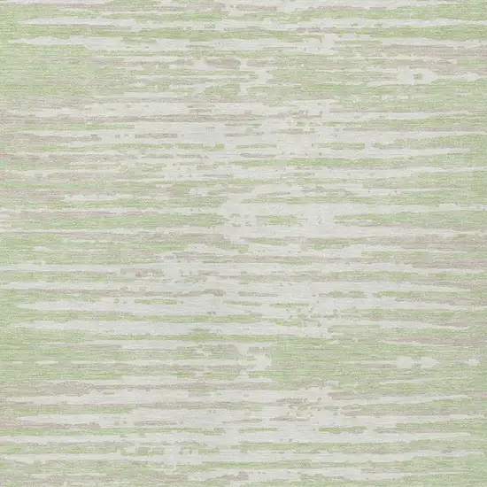 Artichoke Green And Ivory Striped Washable Indoor Outdoor Area Rug Photo 6