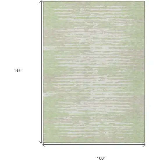 Artichoke Green And Ivory Striped Washable Indoor Outdoor Area Rug Photo 3