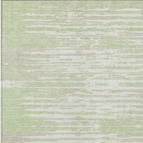 Artichoke Green And Ivory Striped Washable Indoor Outdoor Area Rug Photo 4