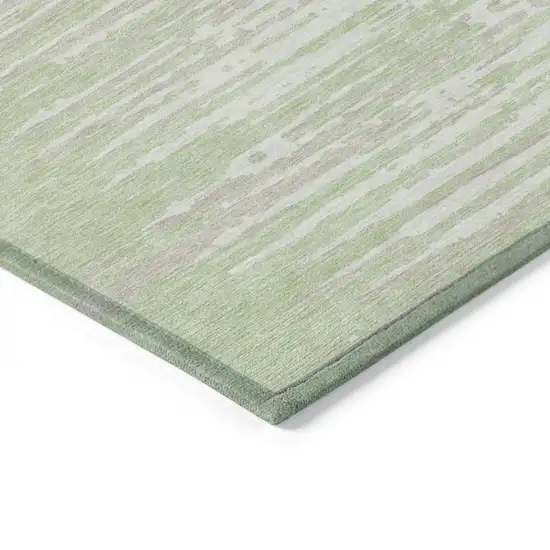 Artichoke Green And Ivory Striped Washable Indoor Outdoor Area Rug Photo 3
