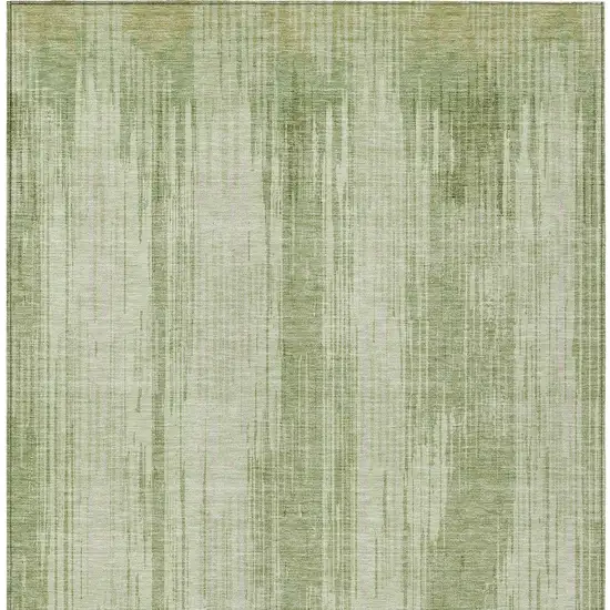 Artichoke Green And Ivory Striped Washable Indoor Outdoor Area Rug Photo 7