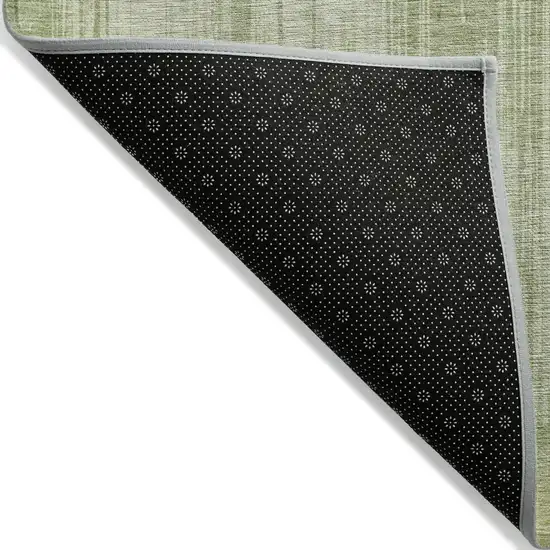 Artichoke Green And Ivory Striped Washable Indoor Outdoor Area Rug Photo 4