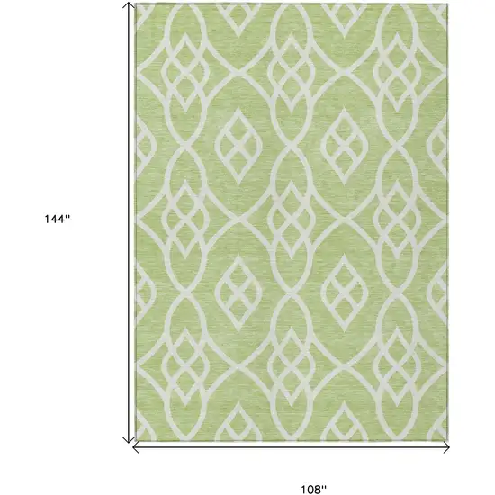 Artichoke Green And Ivory Trellis Washable Indoor Outdoor Area Rug Photo 3