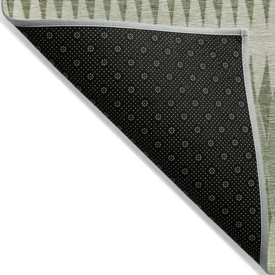 Artichoke Green And Light Green Striped Washable Indoor Outdoor Area Rug Photo 4