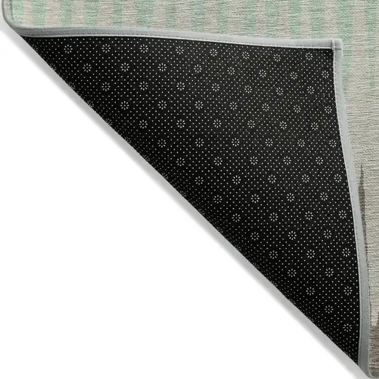 Artichoke Green Beige And Brown Striped Washable Indoor Outdoor Area Rug Photo 4
