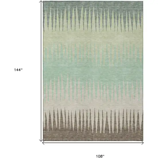 Artichoke Green Beige And Brown Striped Washable Indoor Outdoor Area Rug Photo 3