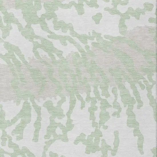 Artichoke Green Beige And Ivory Animal Print Washable Indoor Outdoor Area Rug Photo 6
