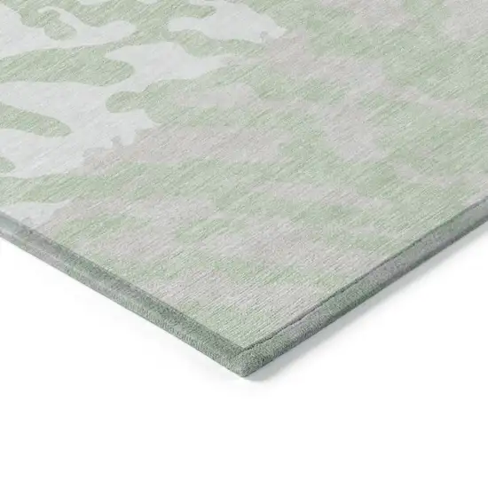 Artichoke Green Beige And Ivory Animal Print Washable Indoor Outdoor Area Rug Photo 5