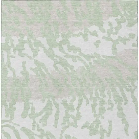 Artichoke Green Beige And Ivory Animal Print Washable Indoor Outdoor Area Rug Photo 7