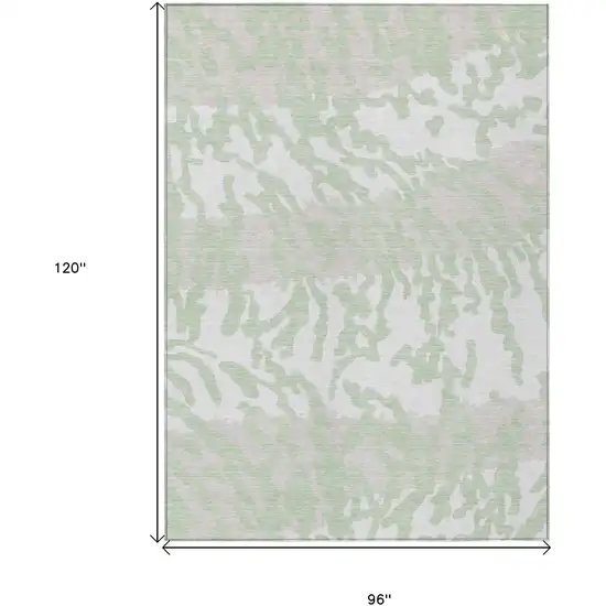 Artichoke Green Beige And Ivory Animal Print Washable Indoor Outdoor Area Rug Photo 3