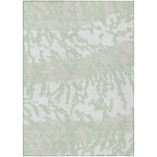 Artichoke Green Beige And Ivory Animal Print Washable Indoor Outdoor Area Rug Photo 2