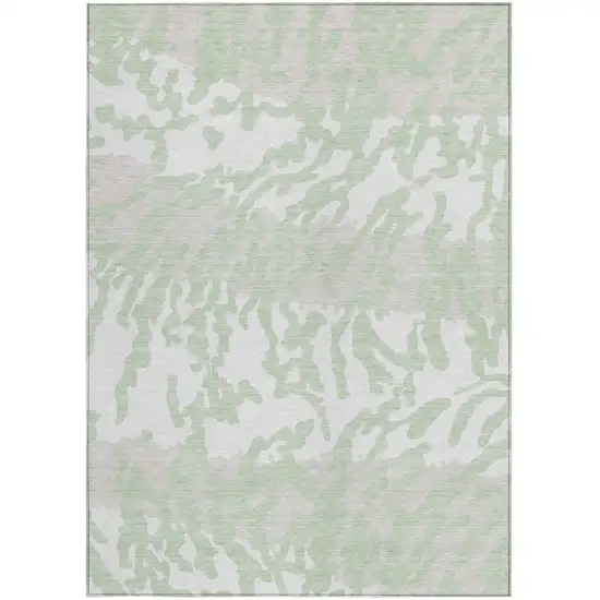 Artichoke Green Beige And Ivory Animal Print Washable Indoor Outdoor Area Rug Photo 7