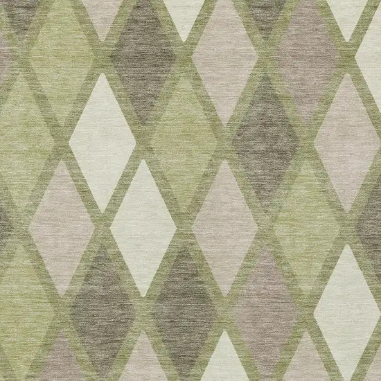 Artichoke Green Beige And Ivory Geometric Washable Indoor Outdoor Area Rug Photo 6