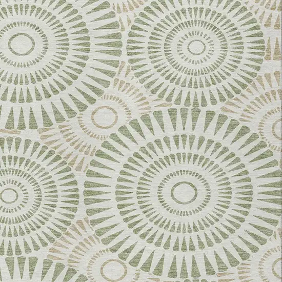 Artichoke Green Brown And Beige Geometric Washable Indoor Outdoor Area Rug Photo 7