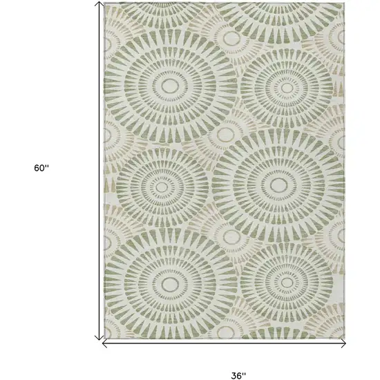 Artichoke Green Brown And Beige Geometric Washable Indoor Outdoor Area Rug Photo 3
