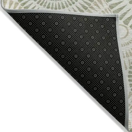 Artichoke Green Brown And Beige Geometric Washable Indoor Outdoor Area Rug Photo 4