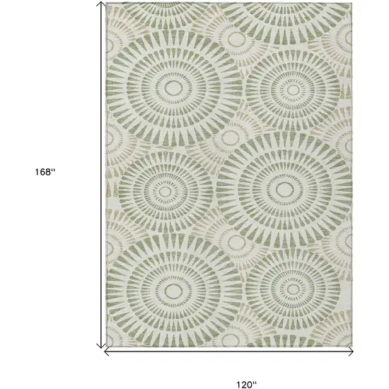 Artichoke Green Brown And Beige Geometric Washable Indoor Outdoor Area Rug Photo 3