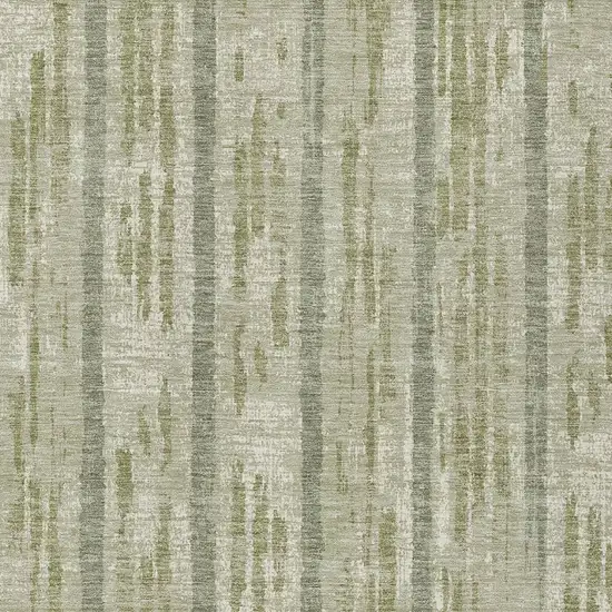 Artichoke Green Gray And Ivory Striped Washable Indoor Outdoor Area Rug Photo 6