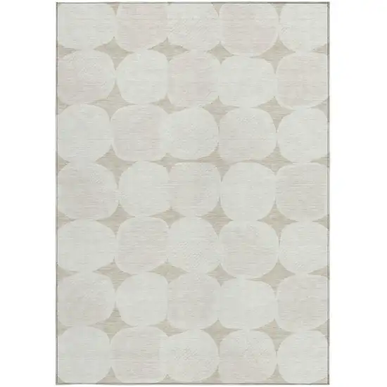 Beige And Brown Abstract Washable Indoor Outdoor Area Rug Photo 7