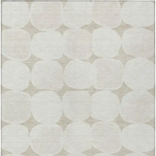 Beige And Brown Abstract Washable Indoor Outdoor Area Rug Photo 6