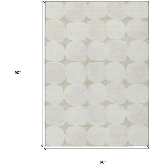 Beige And Brown Abstract Washable Indoor Outdoor Area Rug Photo 3