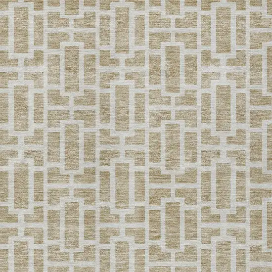 Beige And Brown Geometric Washable Indoor Outdoor Area Rug Photo 6