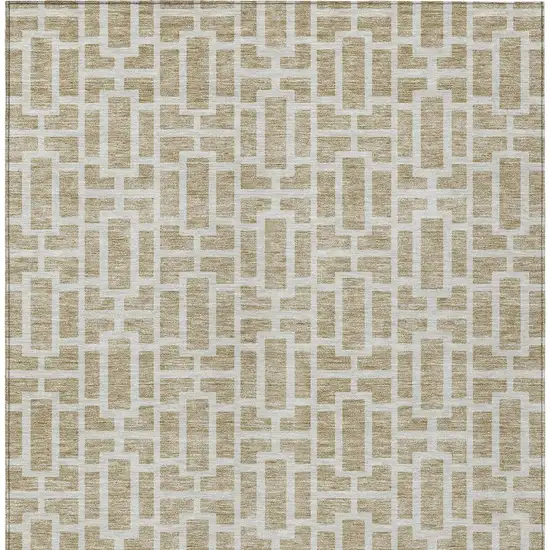Beige And Brown Geometric Washable Indoor Outdoor Area Rug Photo 7