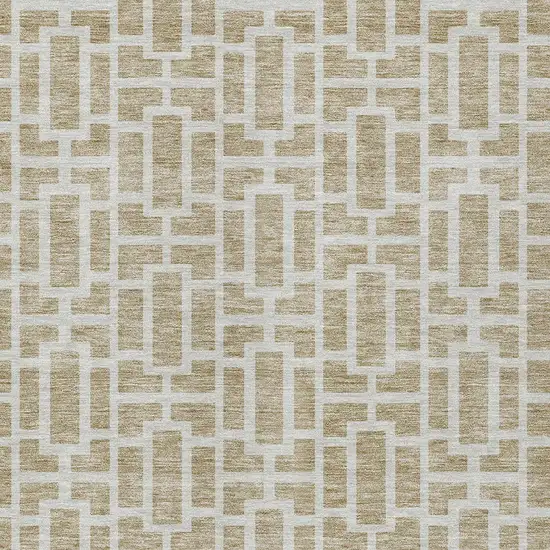 Beige And Brown Geometric Washable Indoor Outdoor Area Rug Photo 6