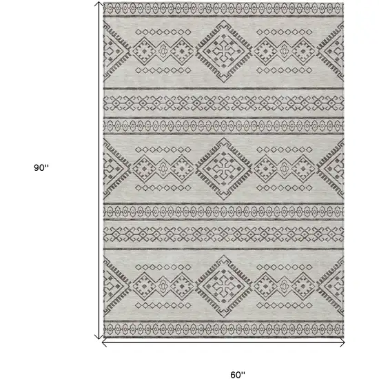 Beige And Brown Southwestern Washable Indoor Outdoor Area Rug Photo 3
