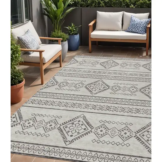 Beige And Brown Southwestern Washable Indoor Outdoor Area Rug Photo 1