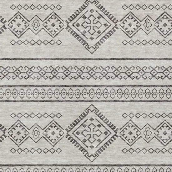Beige And Brown Southwestern Washable Indoor Outdoor Area Rug Photo 5