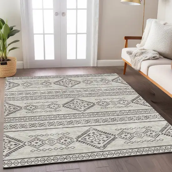 Beige And Brown Southwestern Washable Indoor Outdoor Area Rug Photo 9