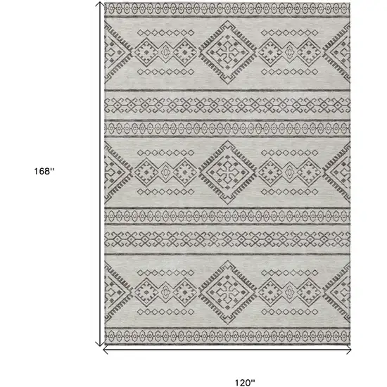 Beige And Brown Southwestern Washable Indoor Outdoor Area Rug Photo 3